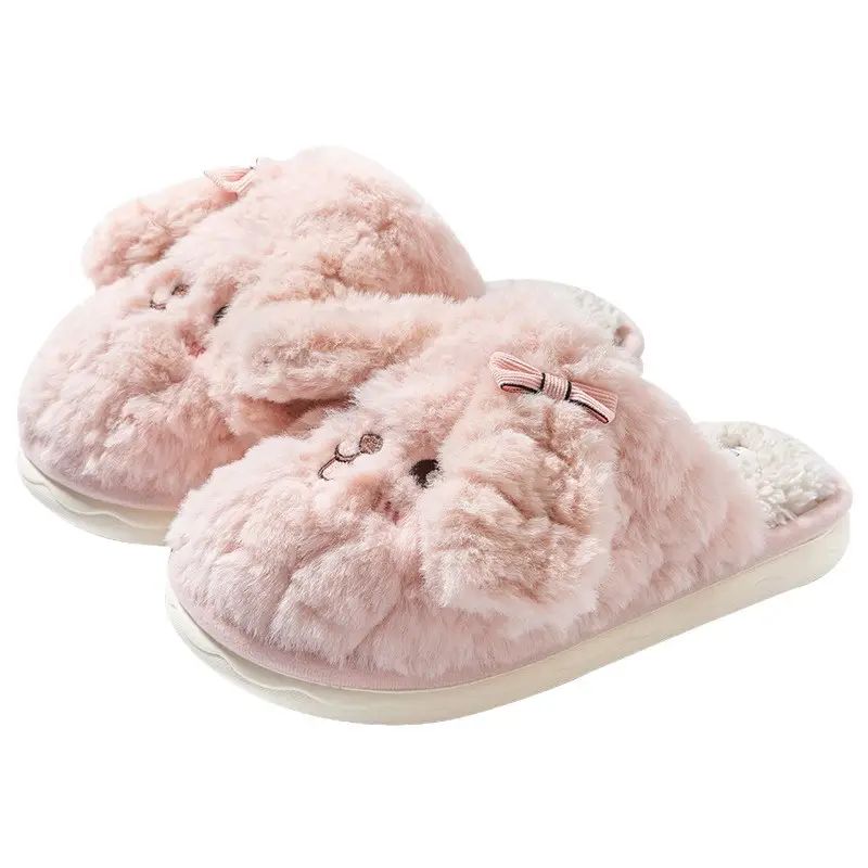 Cute Puppy Furry Cotton Slippers for Women in Autumn and Winter, Indoor and Home, Can Be Worn Outside, Warm and Non-Slip Couple Cotton Slippers