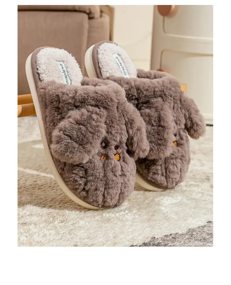 Cute Puppy Furry Cotton Slippers for Women in Autumn and Winter, Indoor and Home, Can Be Worn Outside, Warm and Non-Slip Couple Cotton Slippers — feature 13