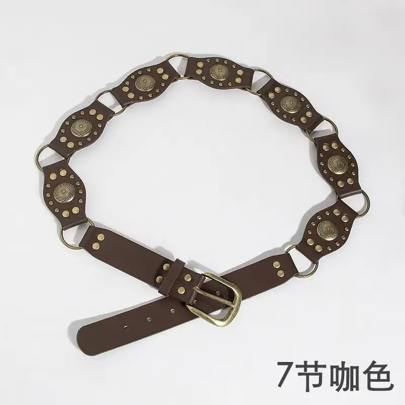 Maillard Belt Bohemian Retro American Brown Belt Waist Chain Accessories Skirt Ethnic Style Girdle Fashion