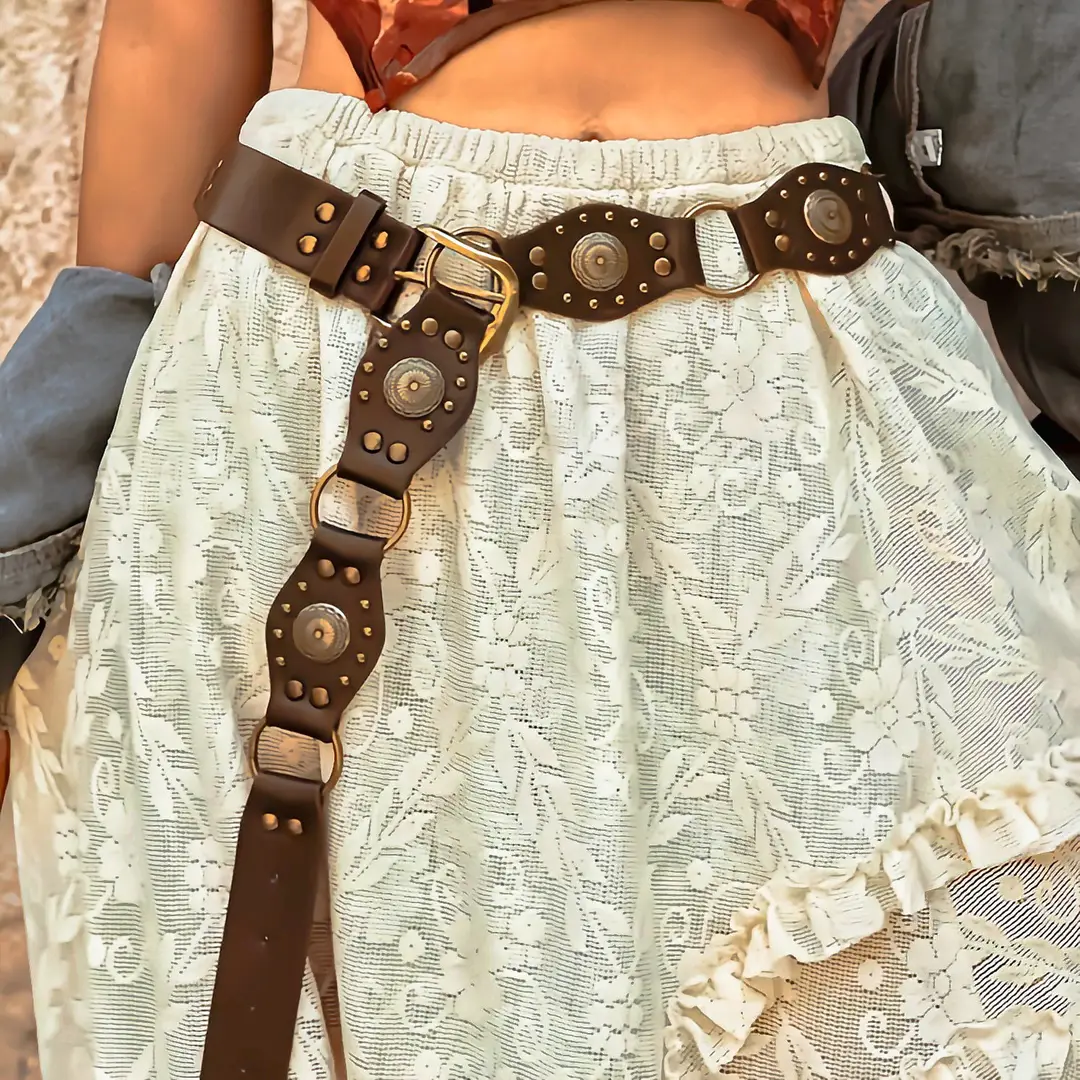 Maillard Belt Bohemian Retro American Brown Belt Waist Chain Accessories Skirt Ethnic Style Girdle Fashion — feature 7
