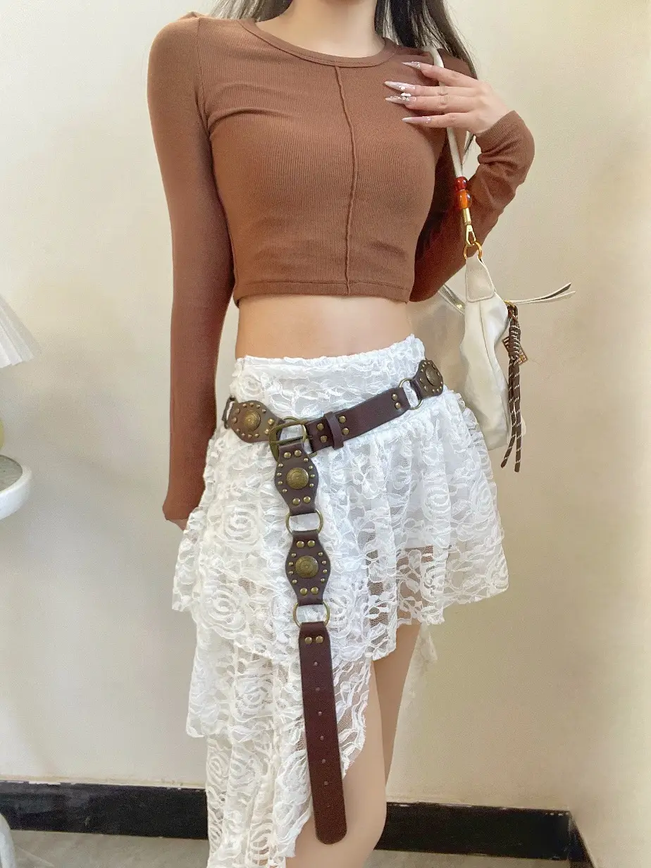 Maillard Belt Bohemian Retro American Brown Belt Waist Chain Accessories Skirt Ethnic Style Girdle Fashion — feature 8