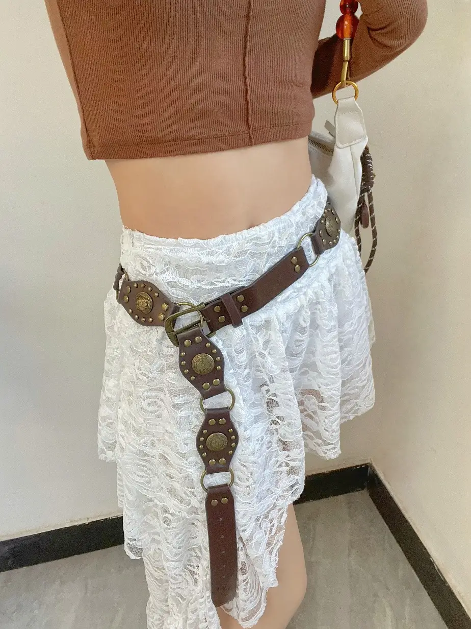 Maillard Belt Bohemian Retro American Brown Belt Waist Chain Accessories Skirt Ethnic Style Girdle Fashion — feature 9