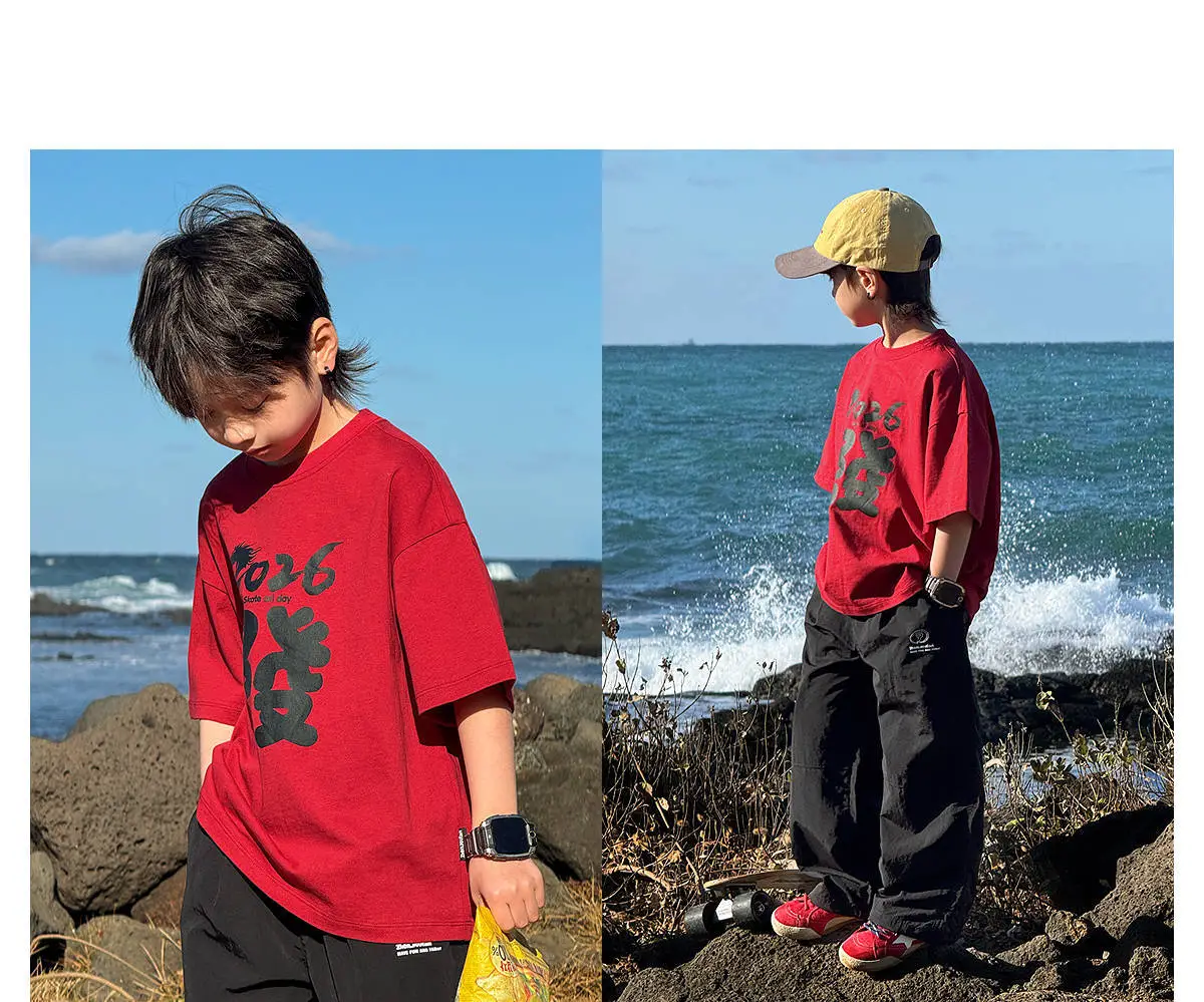Kids Red Pure Cotton Summer T-Shirt 2026 — feature 15