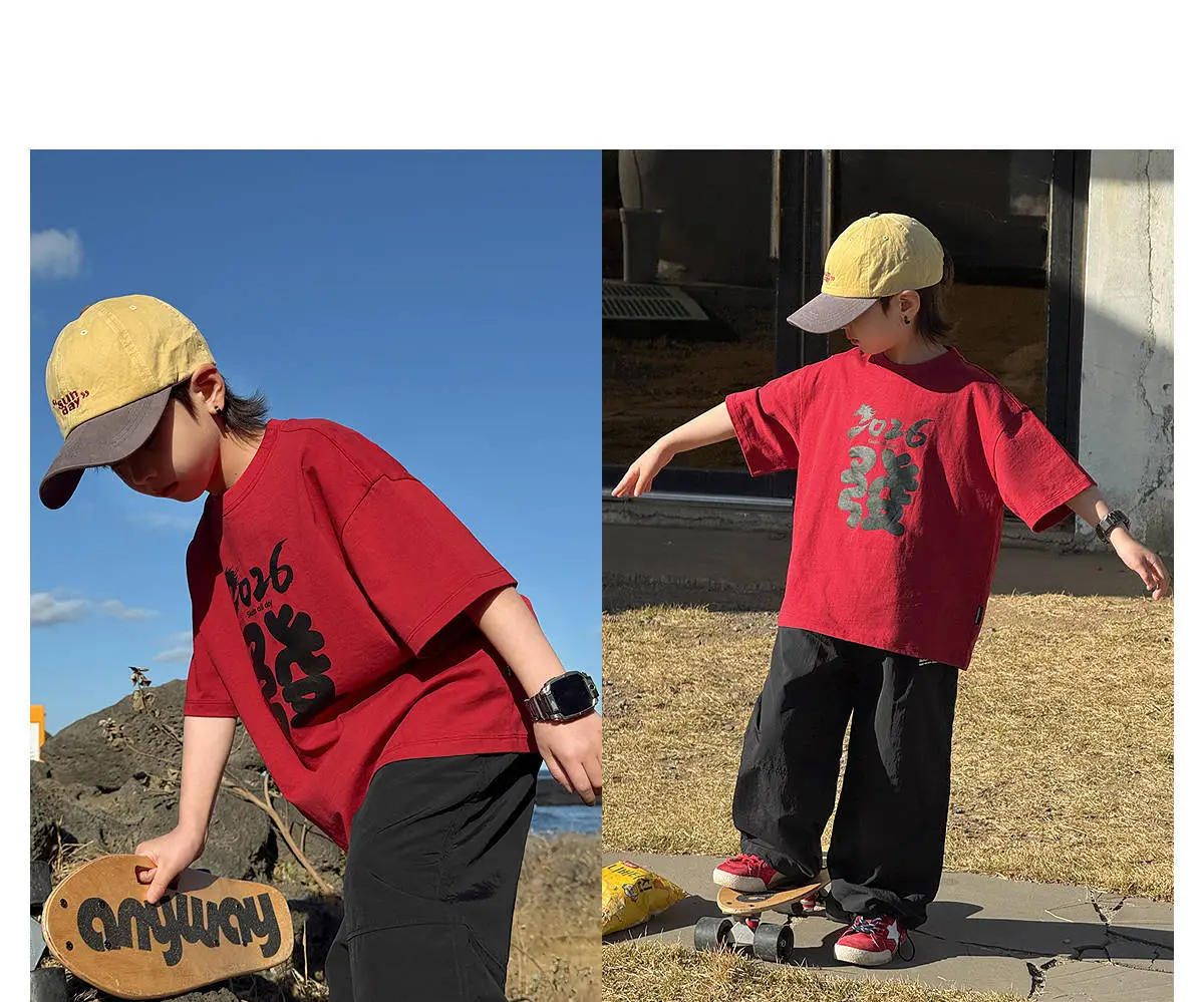 Kids Red Pure Cotton Summer T-Shirt 2026 — feature 18