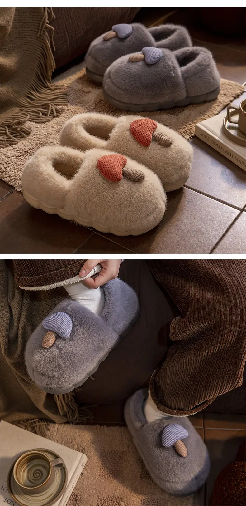 2025 Furry Cartoon Slippers for Women Winter Fleece Lined — feature 9