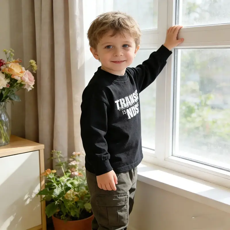 Kids Korean Style Long Sleeve T-Shirt Set Cotton 2025