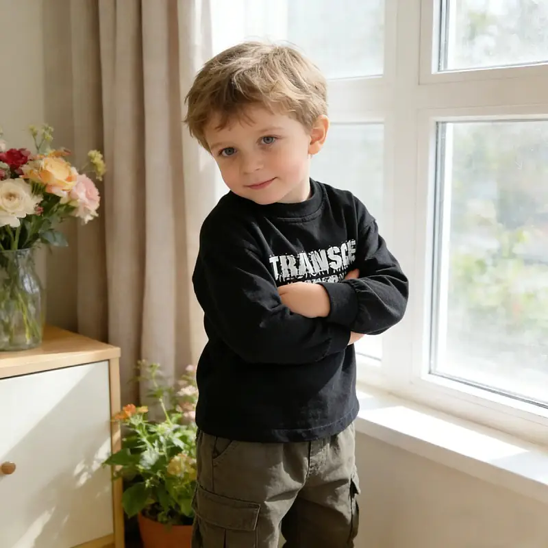 Kids Korean Style Long Sleeve T-Shirt Set Cotton 2025 — feature 4