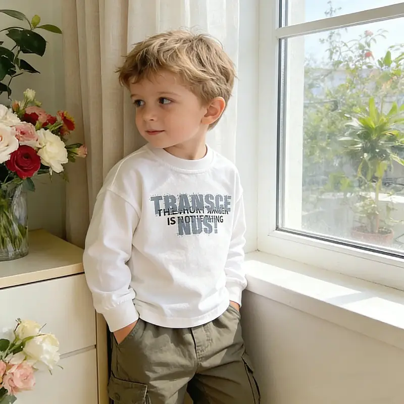 Kids Korean Style Long Sleeve T-Shirt Set Cotton 2025 — feature 7