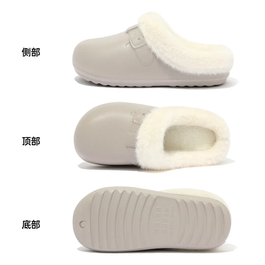 Waterproof Birkenstock Cotton Slippers for Women, Autumn and Winter Outdoor Wear, Soft-Soled Non-Slip Home Indoor Plush Warm Cotton Slippers for Men Wholesale - Image 11