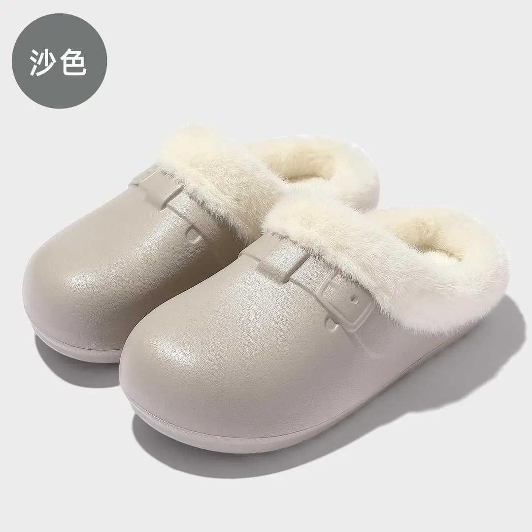Waterproof Birkenstock Cotton Slippers for Women, Autumn and Winter Outdoor Wear, Soft-Soled Non-Slip Home Indoor Plush Warm Cotton Slippers for Men Wholesale - Image 2