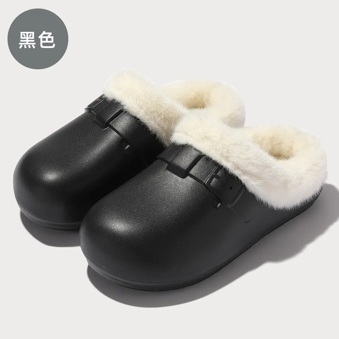 Waterproof Birkenstock Cotton Slippers for Women, Autumn and Winter Outdoor Wear, Soft-Soled Non-Slip Home Indoor Plush Warm Cotton Slippers for Men Wholesale - Image 4