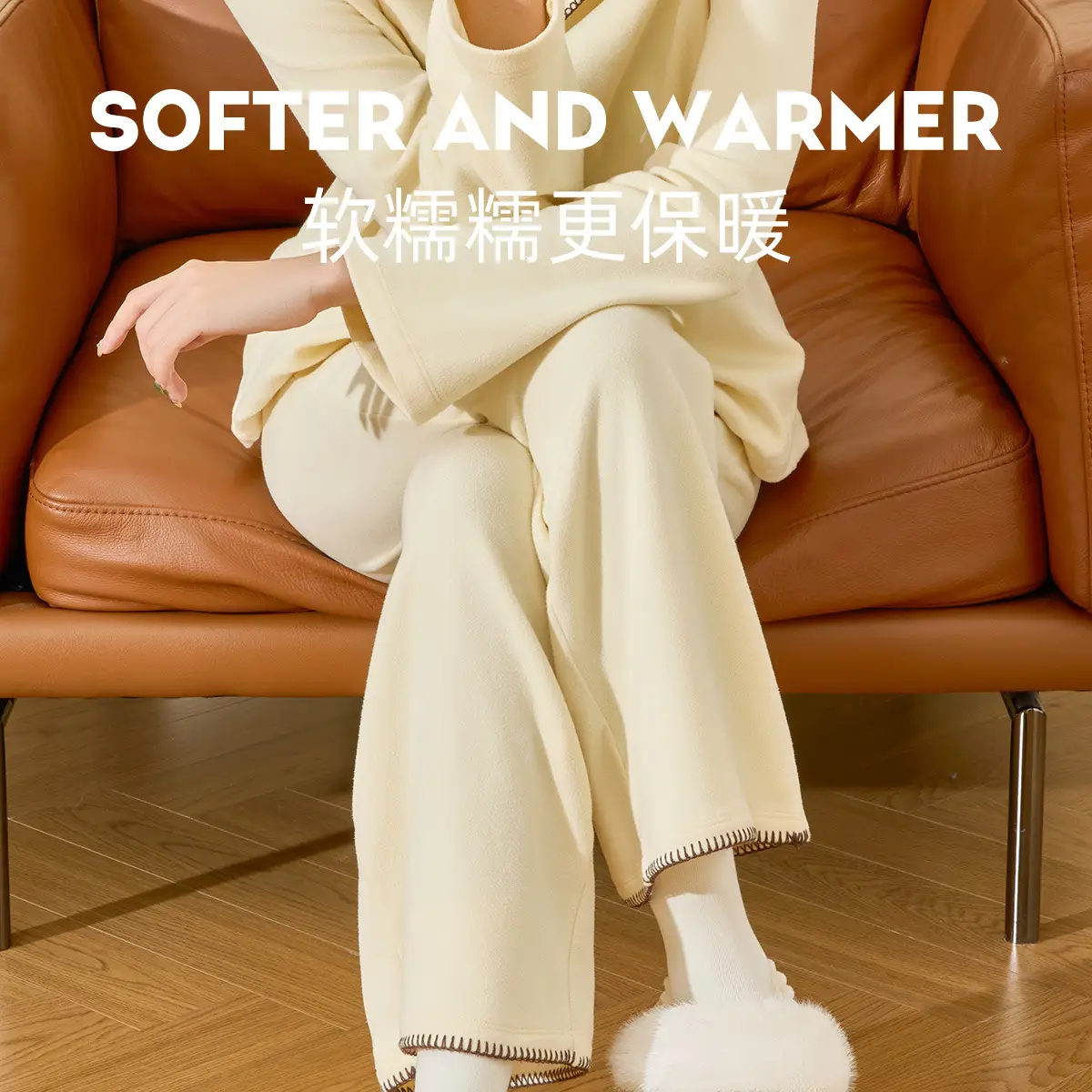 Women Winter Removable Fur Slippers Cream Non-Slip — feature 1