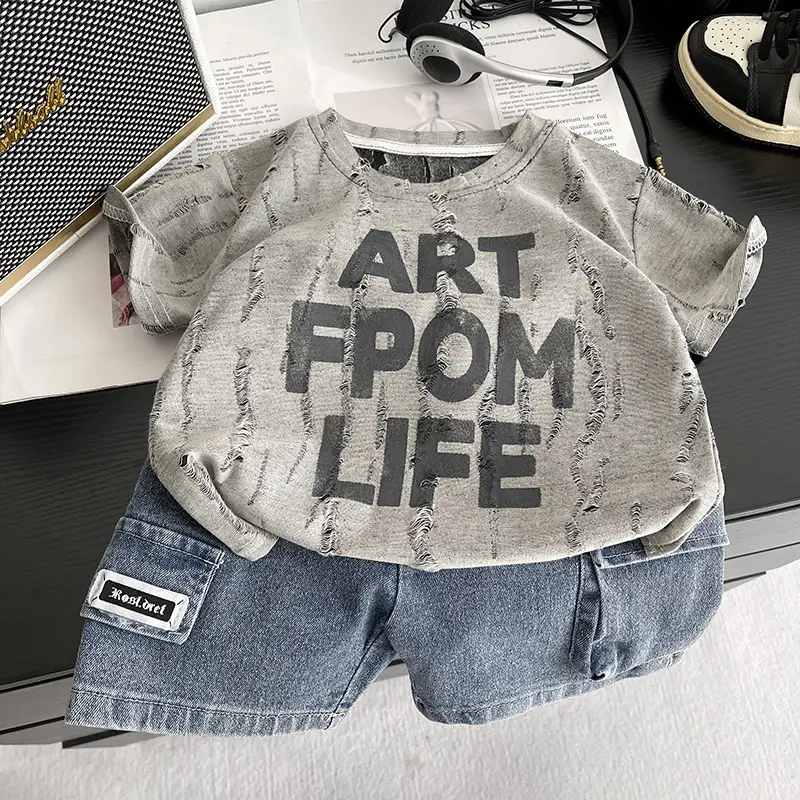 Cross-Border Boys Summer Art Print Shorts Set
