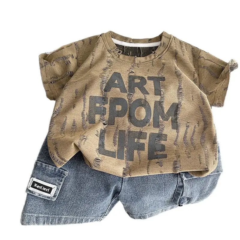 Cross-Border Boys Summer Art Print Shorts Set