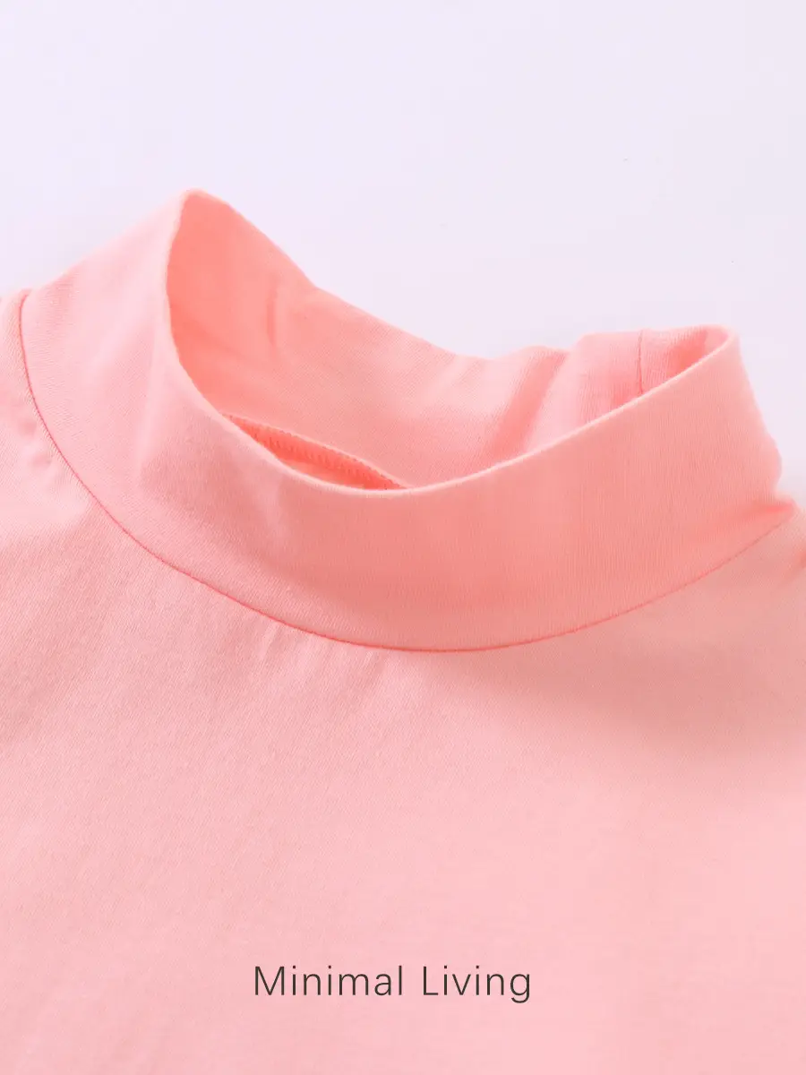 Girls Pure Cotton Half Turtleneck Shirt Two-Piece Set