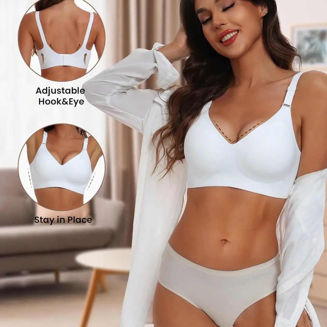 Horisun Plaid Seamless Full Coverage Bra Women Wire Free Bra, Soft Support Regular and Plus