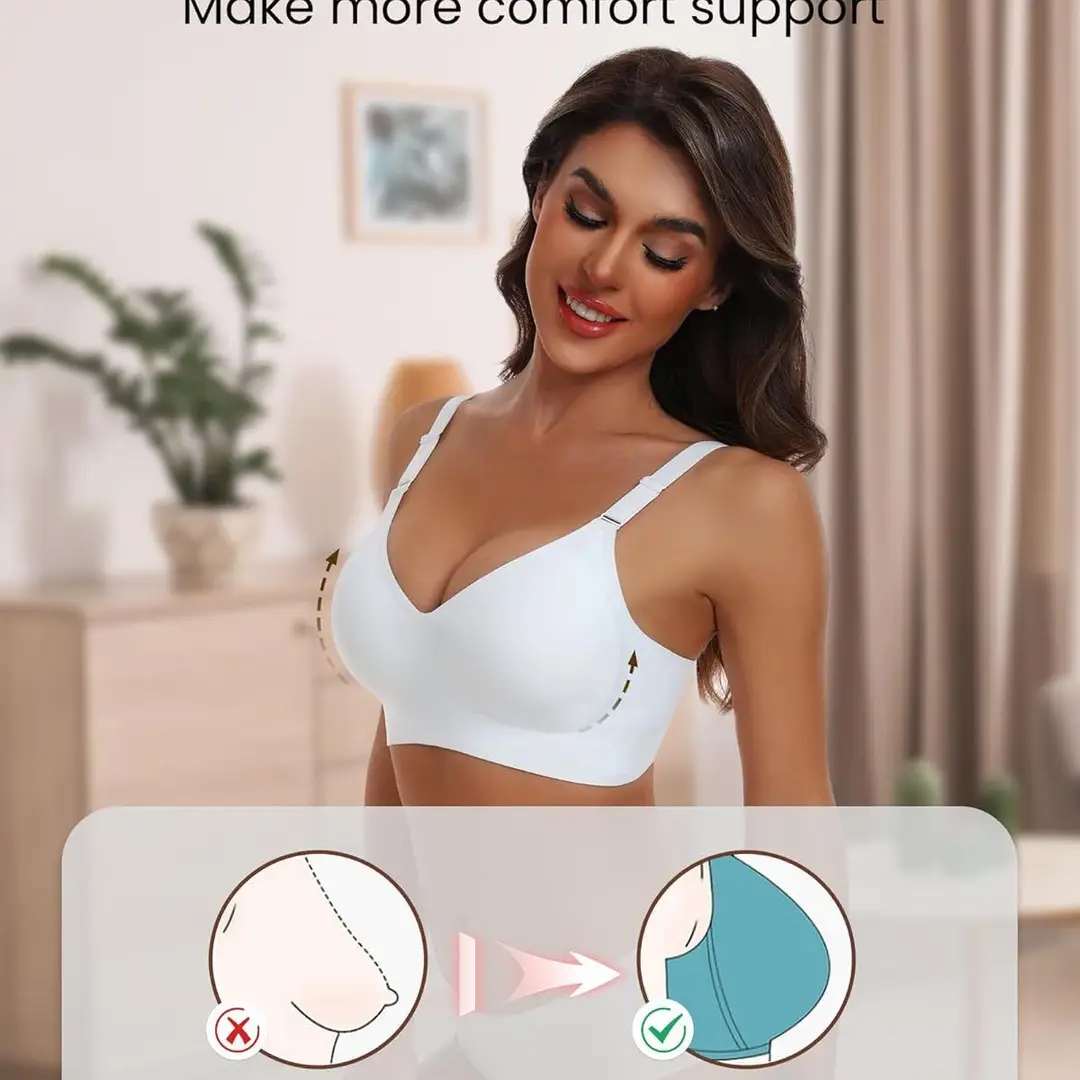 Horisun Plaid Seamless Full Coverage Bra Women Wire Free Bra, Soft Support Regular and Plus
