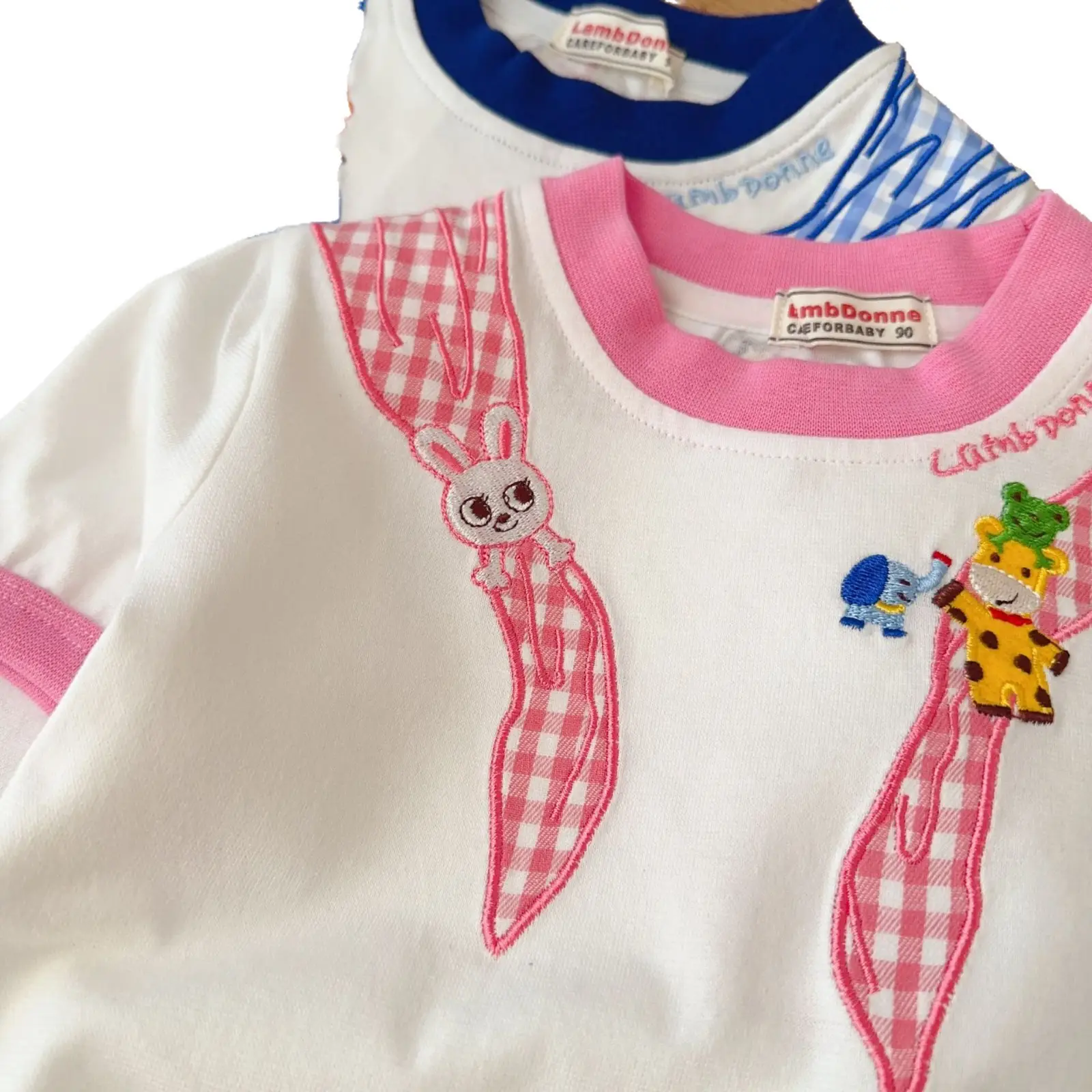 Boys' Cartoon Embroidered T-Shirt White Pink
