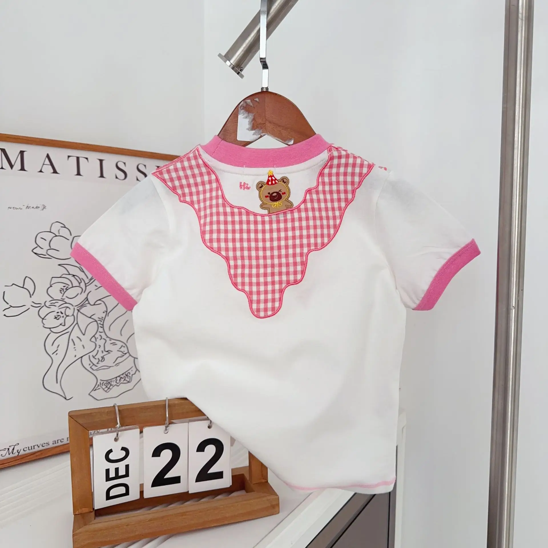 Boys' Cartoon Embroidered T-Shirt White Pink — feature 15