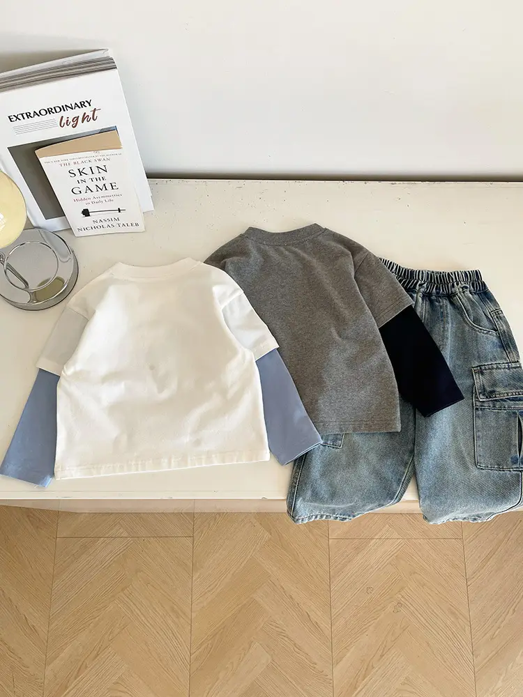 Cute Cat Print 2-Piece T-Shirt for Boys Winter - Image 7