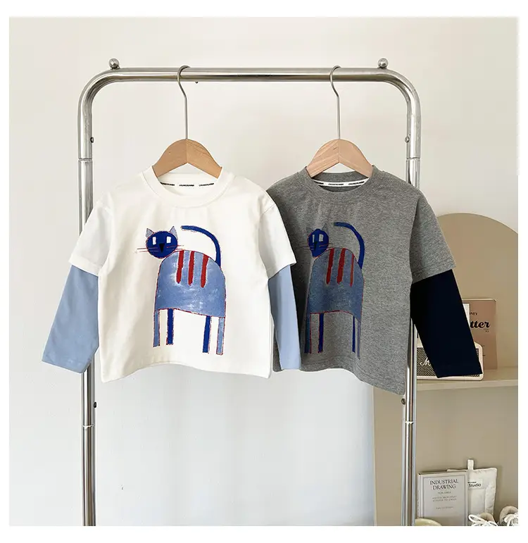 Cute Cat Print 2-Piece T-Shirt for Boys Winter — feature 12