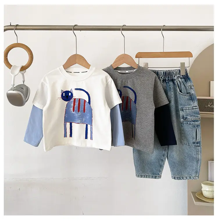 Cute Cat Print 2-Piece T-Shirt for Boys Winter — feature 14