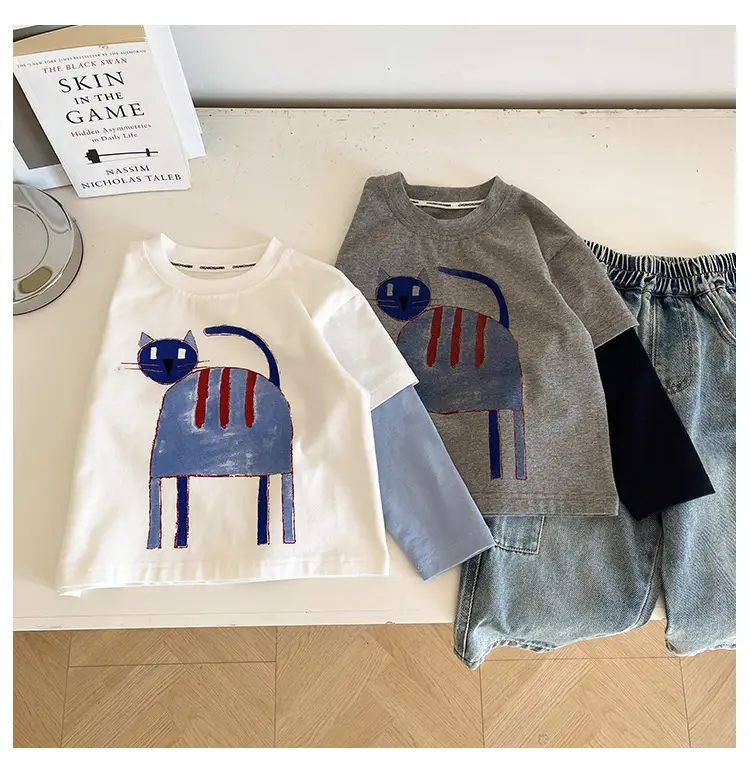 Cute Cat Print 2-Piece T-Shirt for Boys Winter — feature 22