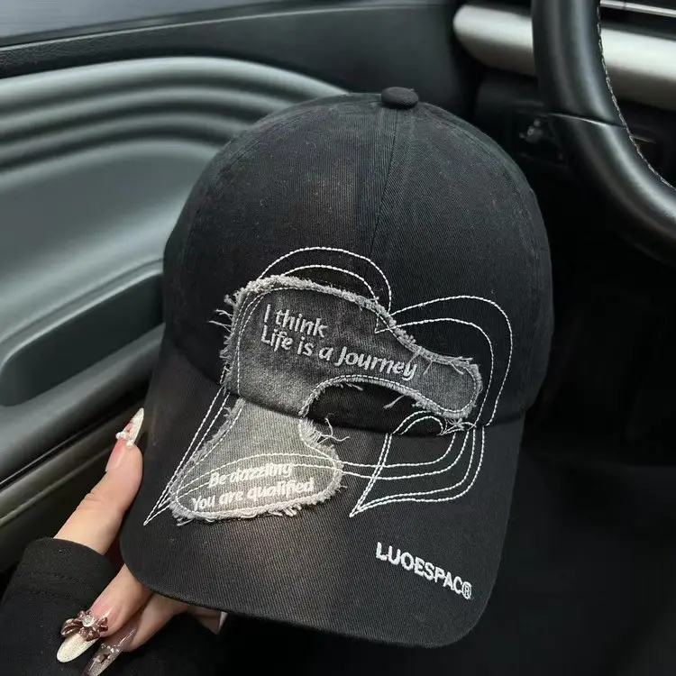 Women Duckbill Cap Black Graphic Spring Summer Sunshade - Image 4