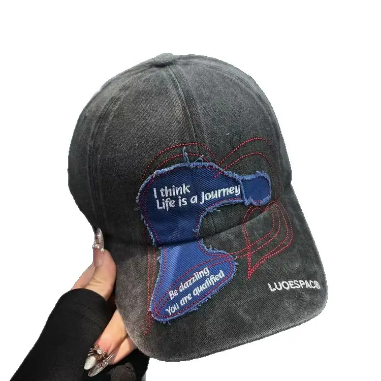 Women Duckbill Cap Black Graphic Spring Summer Sunshade - Image 8