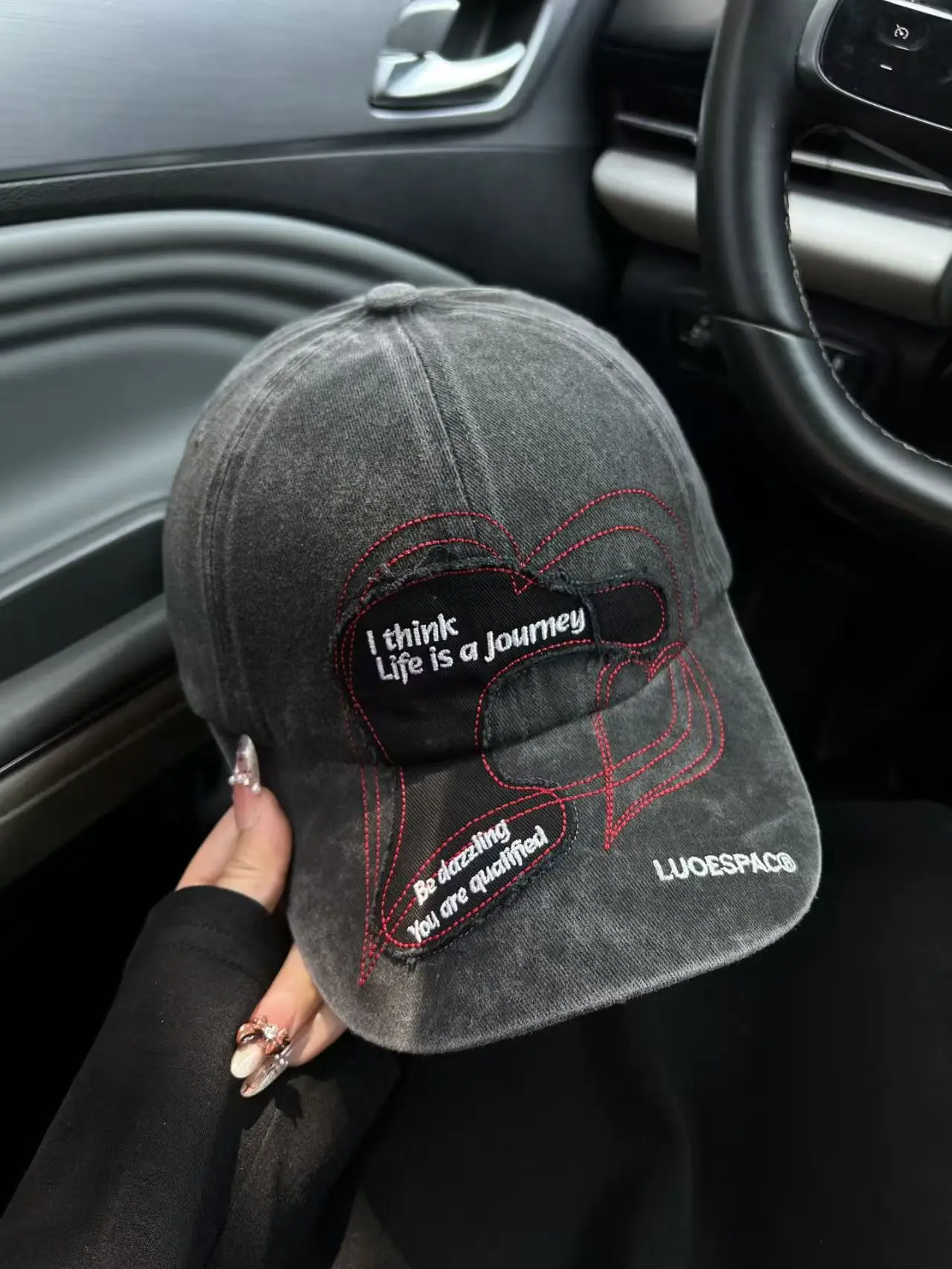 Women Duckbill Cap Black Graphic Spring Summer Sunshade — feature 3