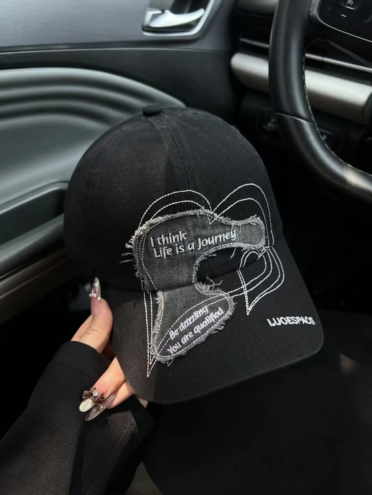 Women Duckbill Cap Black Graphic Spring Summer Sunshade