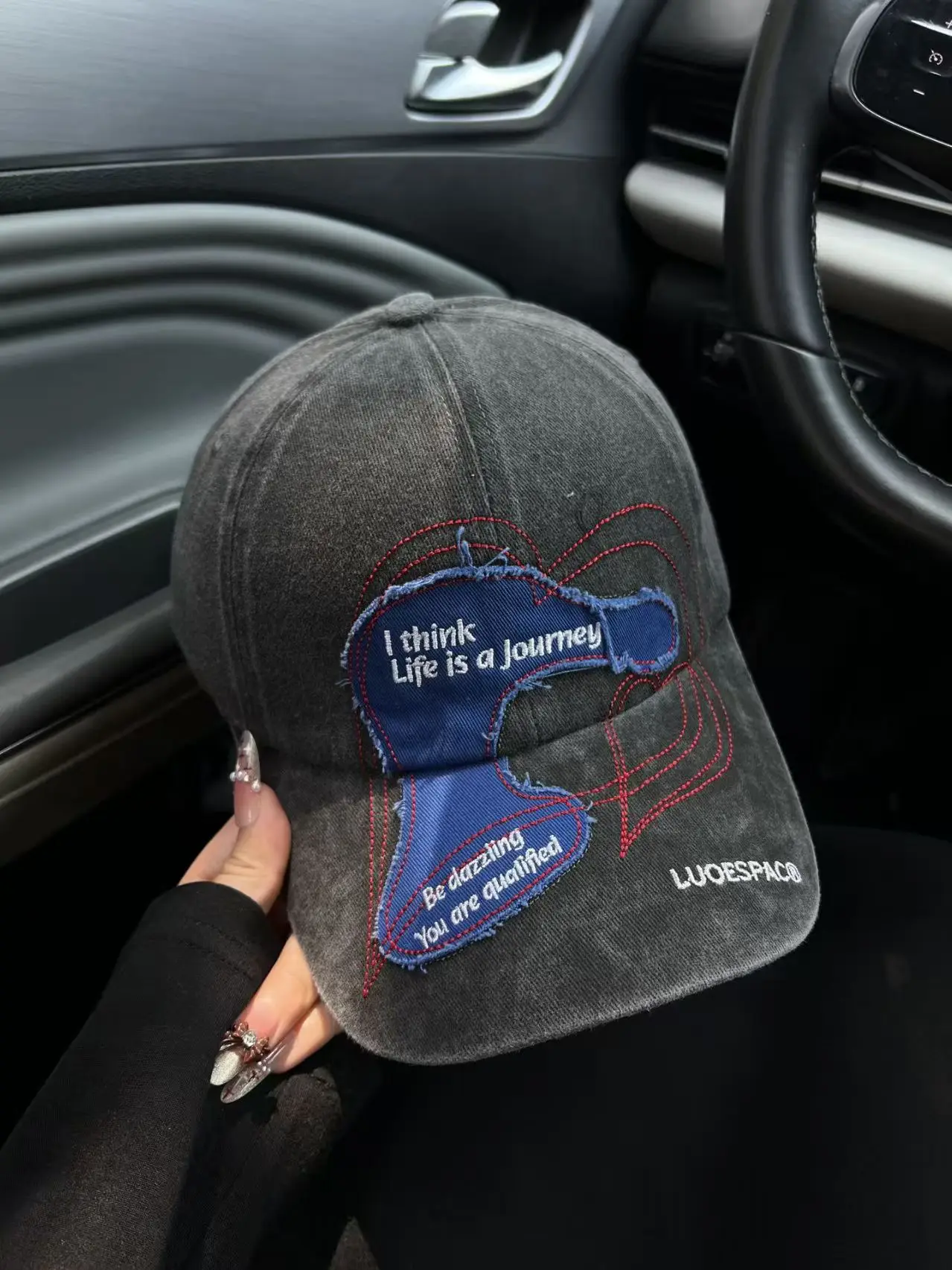 Women Duckbill Cap Black Graphic Spring Summer Sunshade - Image 3