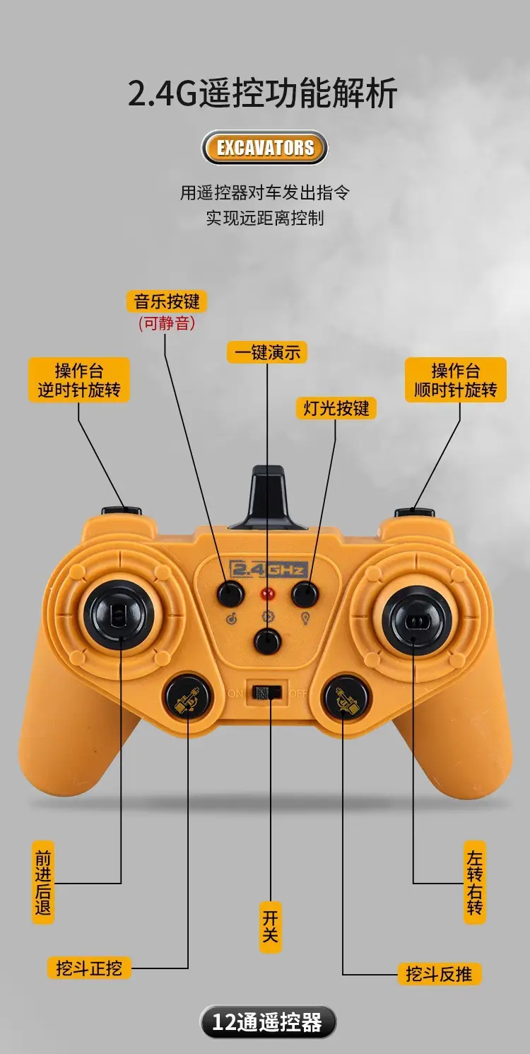 Cross-Border Children's Six-Way Alloy Remote Control Excavator Dump Bulldozer Dump Truck Simulation Engineering Vehicle Boy Toy Forklift — feature 17