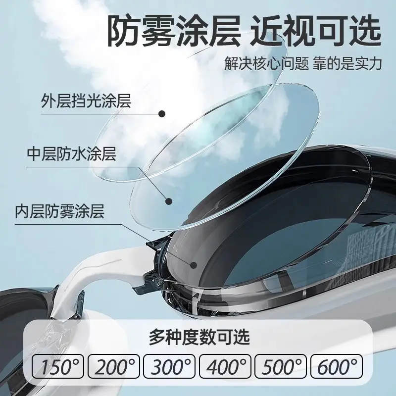 Li Ning Swimming Goggles Waterproof Anti-Fog High-Definition for Men and Women with Prescription Professional Swimming Goggles Set Fresh Style