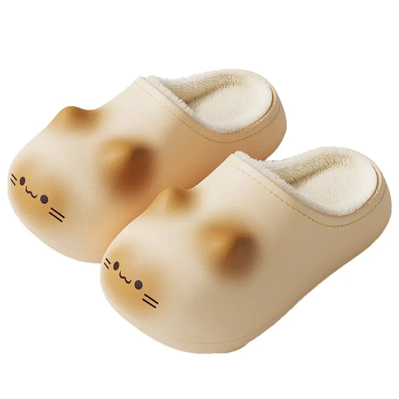Cute Cat Design Cotton Slippers for Women Winter Warm Indoor - Image 9
