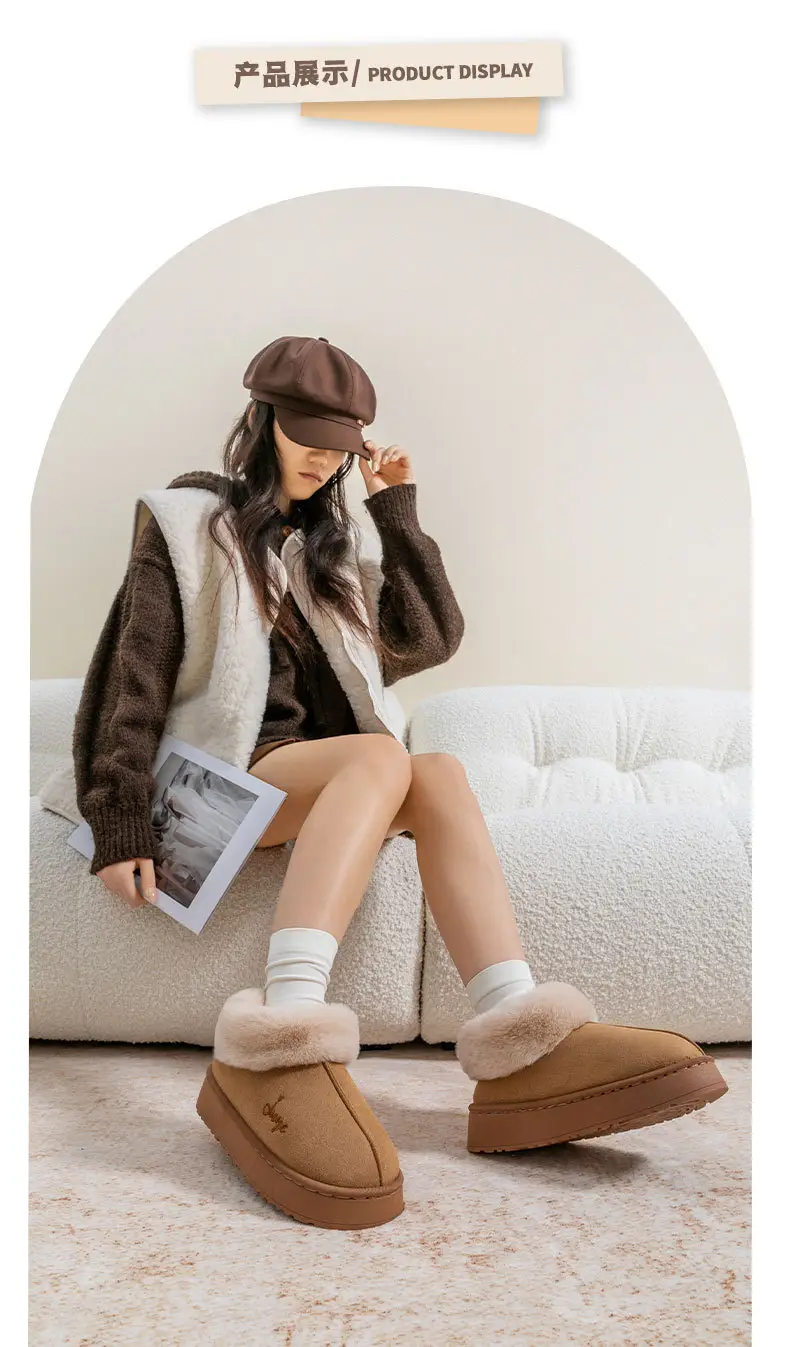 Plush Couple Cotton Slippers for Women, Non-Slip, Warm, Thick-Soled Outer Wear Cotton Shoes, Deodorant Home Indoor Slippers, Autumn and Winter — feature 10