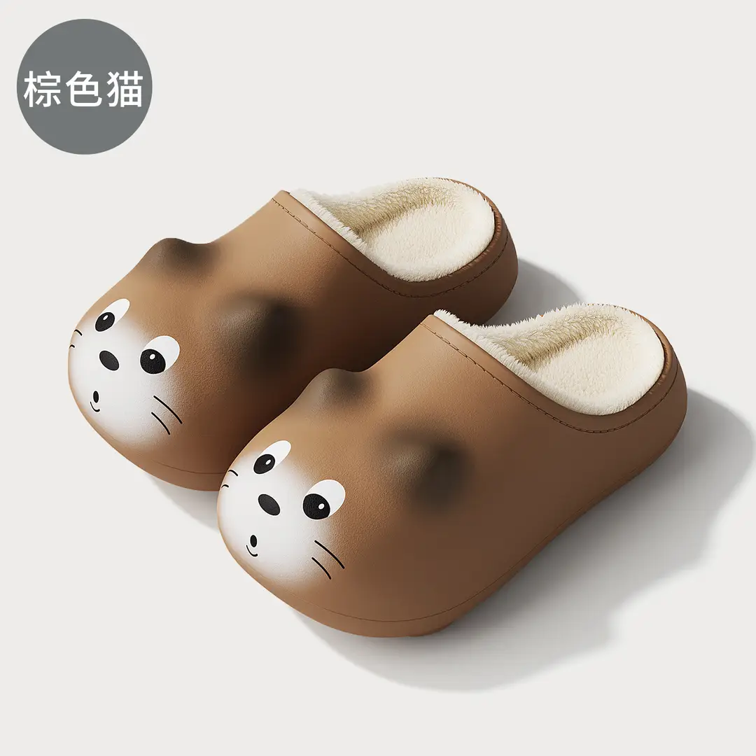 Kapibala Waterproof Cotton Slippers for Children Winter Outer Wear Non-Slip Soft Bottom Home Plush Warm Cotton Slippers for Women Wholesale - Image 3