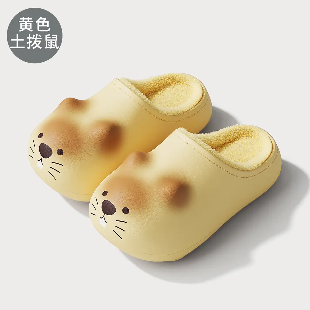 Kapibala Waterproof Cotton Slippers for Children Winter Outer Wear Non-Slip Soft Bottom Home Plush Warm Cotton Slippers for Women Wholesale - Image 4