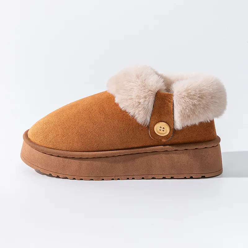 Women's Thick-Soled Bag-Heeled Cotton Shoes for Winter Home Non-Slip Warm Fleece-Lined Thickeneded Outer Wear Plush Snow Cotton Slippers - Image 7