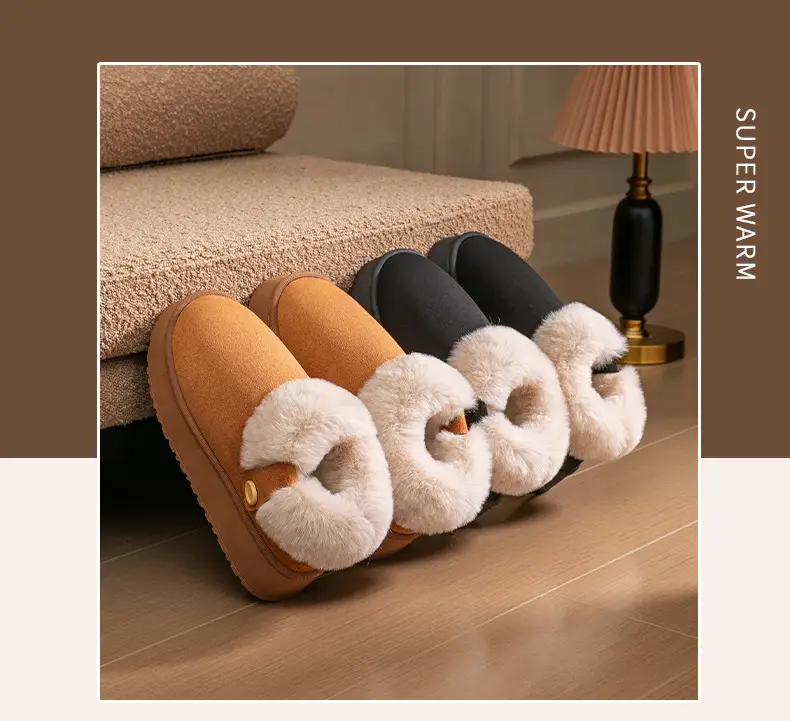 Women's Thick-Soled Bag-Heeled Cotton Shoes for Winter Home Non-Slip Warm Fleece-Lined Thickeneded Outer Wear Plush Snow Cotton Slippers — feature 13