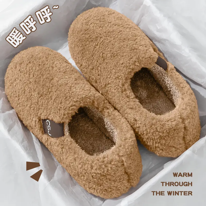 Cotton Slippers for Women Winter Bag Heel 2025 New Indoor Home Fleece-Lined Warm Anti-Slip Woolen Cotton Shoes for Women to Wear Outside - Image 11