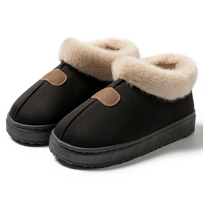 Women's Black Plush High-Top Slippers Winter - Image 8