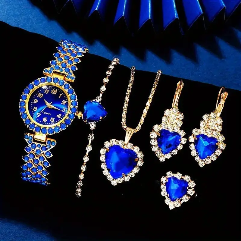 Trendy European and American Ins Cross-Border Popular Women's Watch with Rhinestone Accessories, Hot-Selling Colorful Diamond Quartz Watch for Women, Exquisite Set