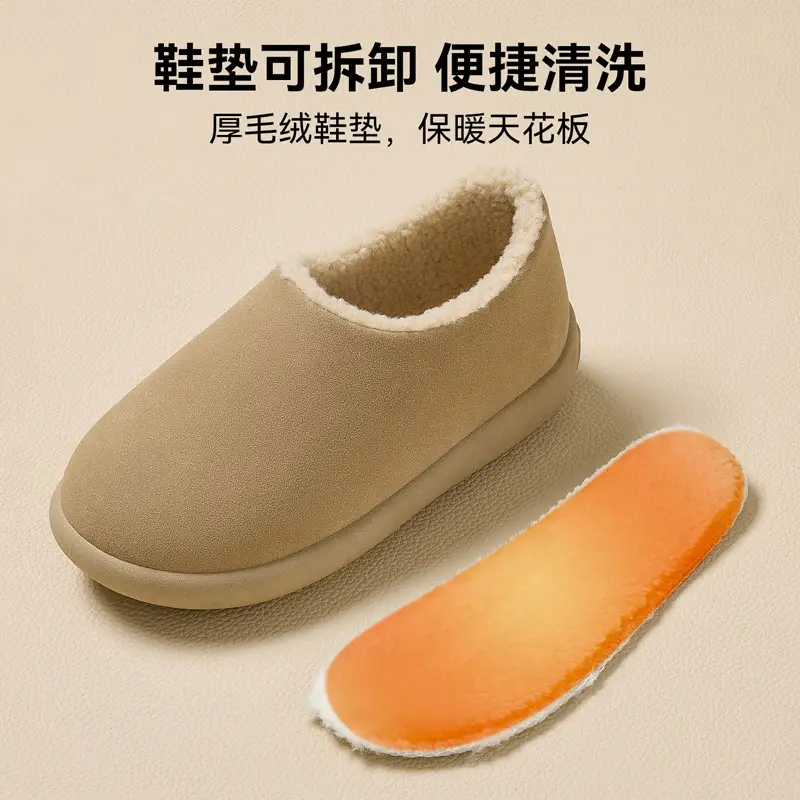 Fur-Lined 2025 New Snow Boots for Women, Autumn and Winter, Closed-Back Mules, Birkenstock-Style Shoes, Thickened and Warm for Home Use