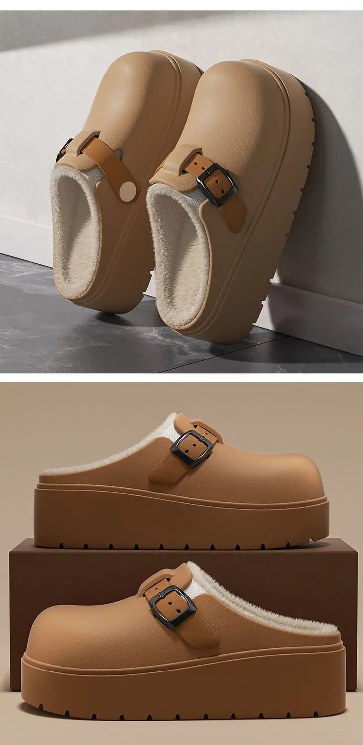 Thick-Soled Birkenstock Outer Cotton Slippers for Women in Autumn and Winter Indoor Home Warm Baotou Cotton Slippers Increased Non-Slip Waterproof Slippers — feature 8