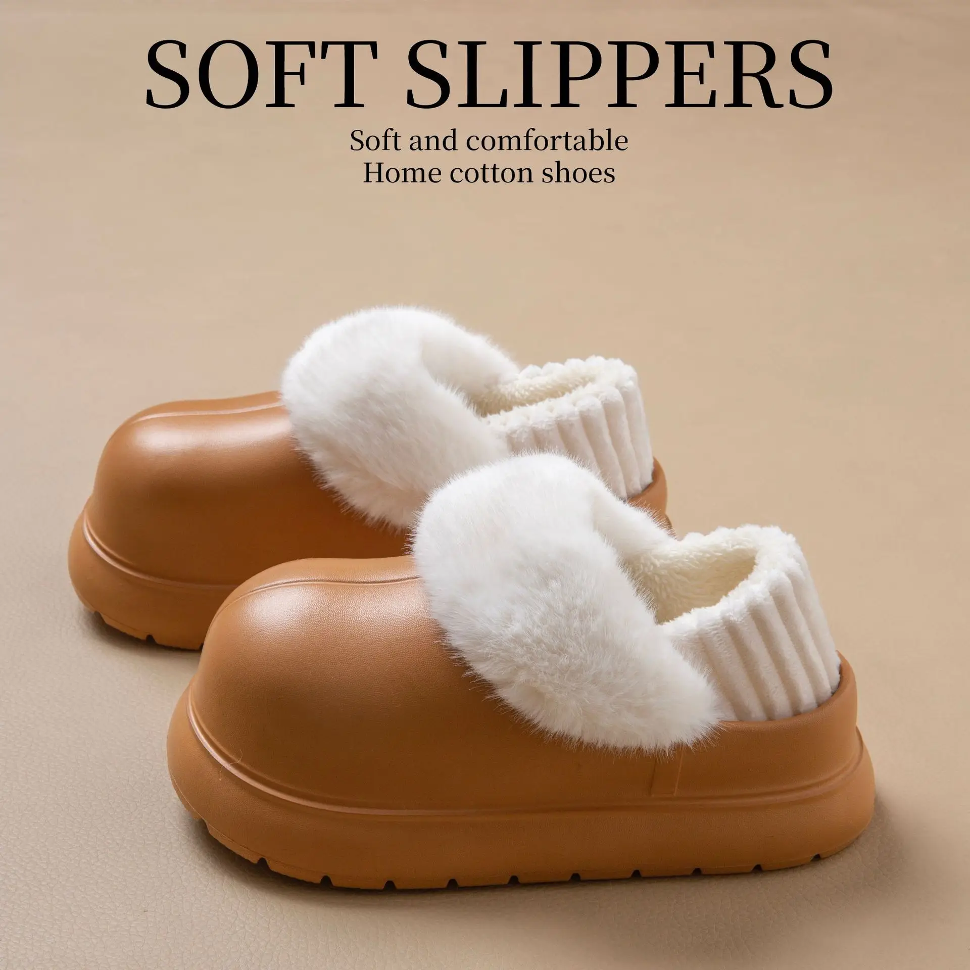 Women Waterproof Cotton Slippers Warm Thick Sole Autumn Winter - Image 9
