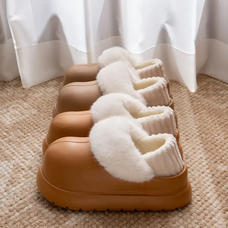 Women Waterproof Cotton Slippers Warm Thick Sole Autumn Winter - Image 10