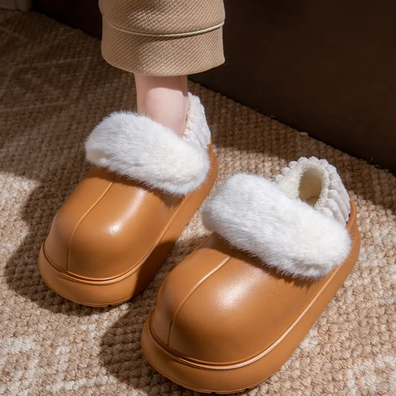 Women Waterproof Cotton Slippers Warm Thick Sole Autumn Winter - Image 12