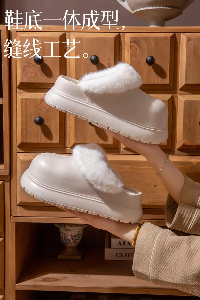 Women Waterproof Cotton Slippers Warm Thick Sole Autumn Winter — feature 6