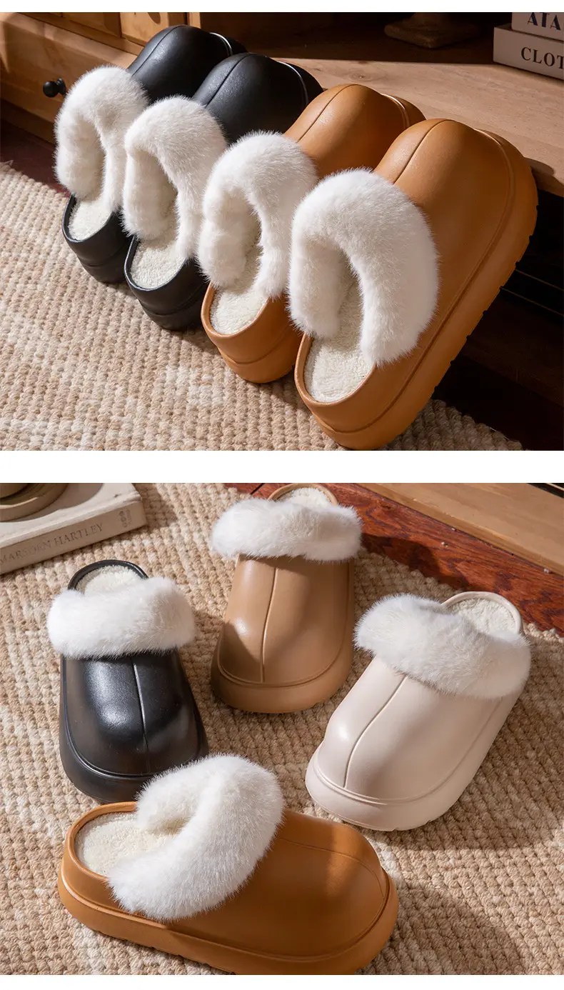 Women Waterproof Cotton Slippers Warm Thick Sole Autumn Winter — feature 9